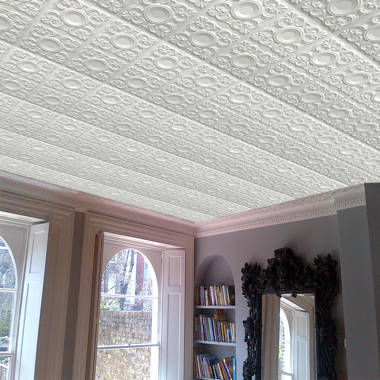 Falkirk Perth 24'' L x 24'' W High Gloss PVC Glue Up Ceiling Tile In Pearl  White